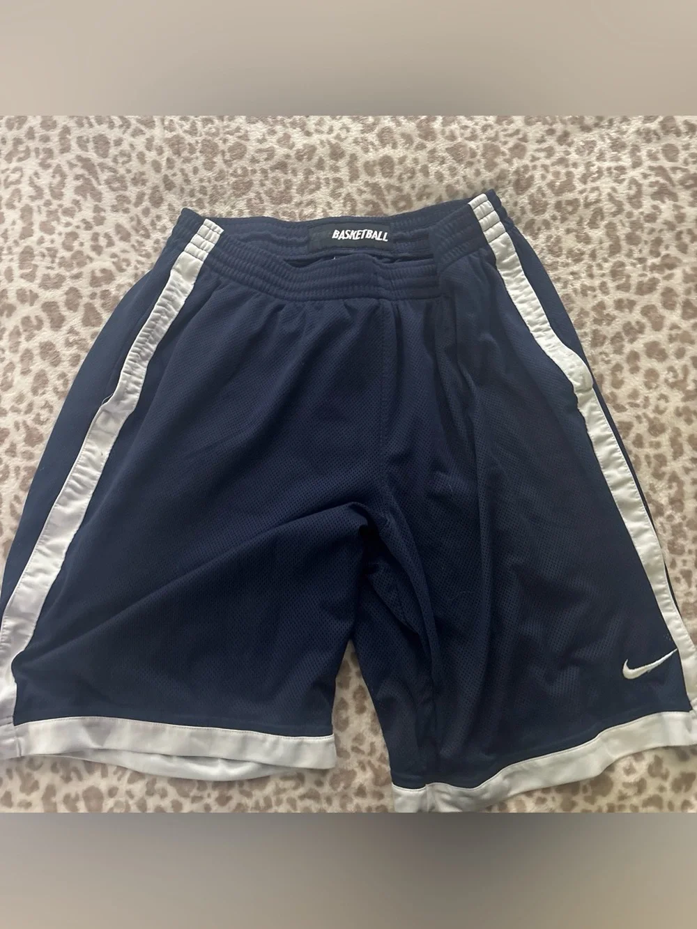 Vintage Nike Navy and White Basketball Shorts